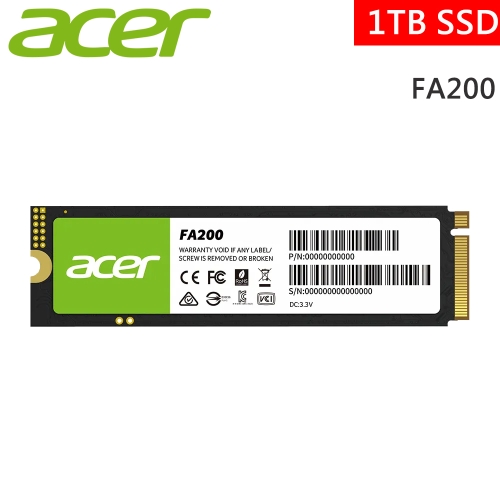 搭整機!!!宏碁 Acer FA200 1TB /Gen4 /讀7200/寫6200/QLC顆粒【五年保】