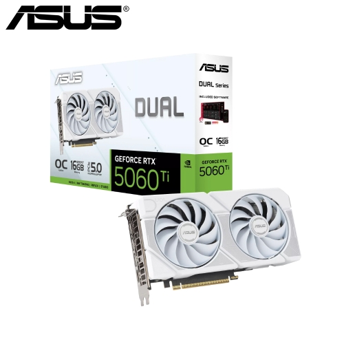 華碩 DUAL-RTX5060TI-O16G WHITE(2632Mhz/16G DDR7/1H3DP/22.9cm/雙風扇)